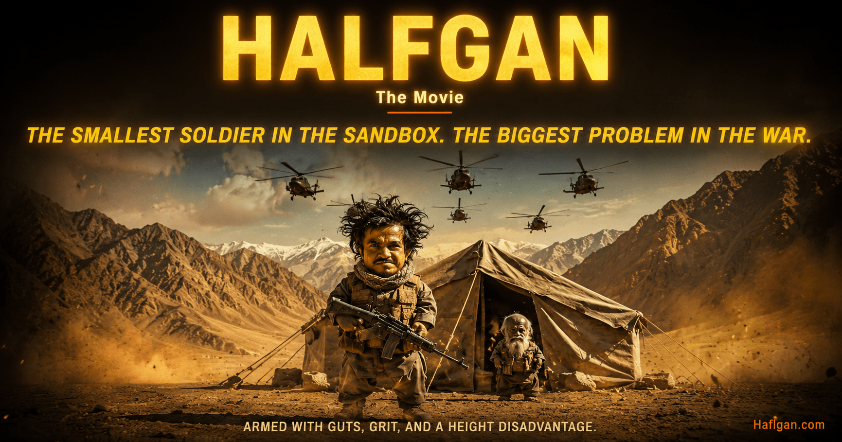 Halfghanistan The Movie - Armed with guts, grit, and a height disadvantage Halfghanistan The Movie - Small Soldier Big War